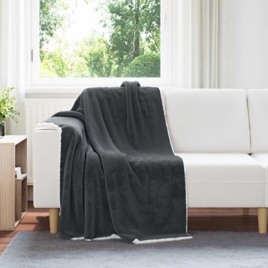 vidaXL Kastteppe Mørkegrå 130 x 150 cm Fleece