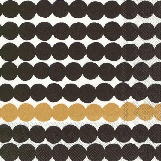 Marimekko servietter kaffe Räsymatto black gold