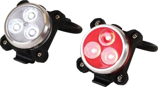 Sykkellykt Dresco LED Sykkellyktsett Oppladbar via USB 3 LED-lys silikonfeste svart
