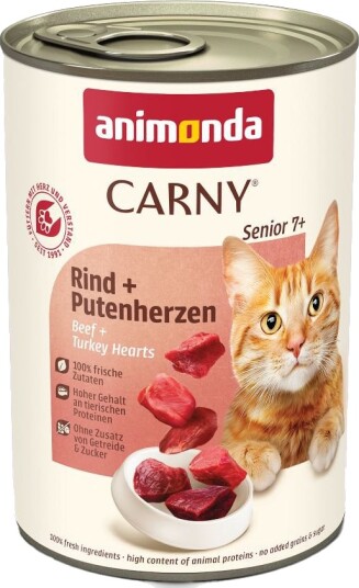 Animonda Carny Våtfôr Senior Sparepakke Carny + Kalkunhjerter Okse 24 X 400 G
