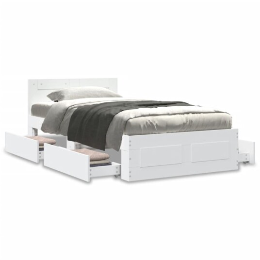  Sengeramme med hodegavl hvit 100x200 cm konstruert tre 8721102855801