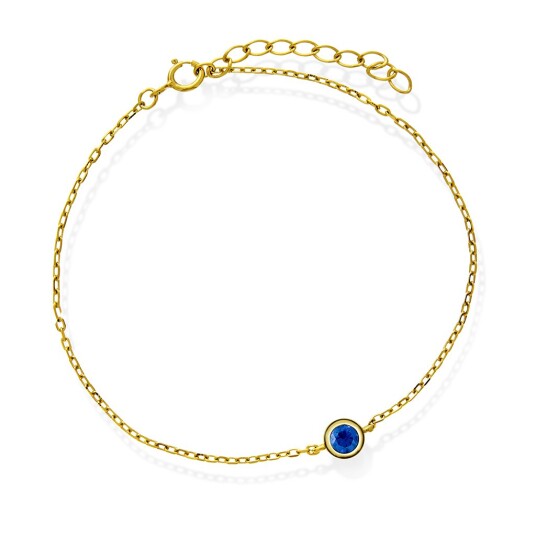 Pan Jewelry, Armbånd i 925 forgylt sølv med blå zirkonia