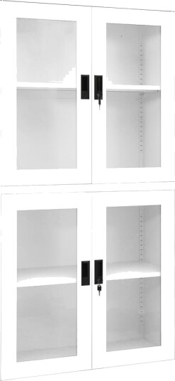 vidaXL Kontorskap hvit 90x40x180 cm stål og herdet glass
