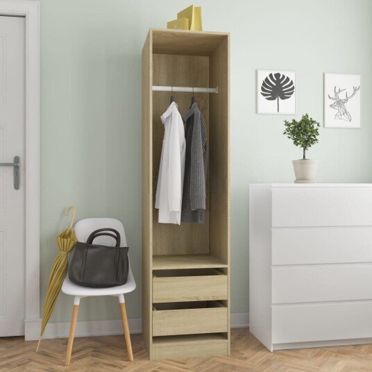 vidaXL Garderobe med skuffer sonoma eik 50x50x200 cm sponplate