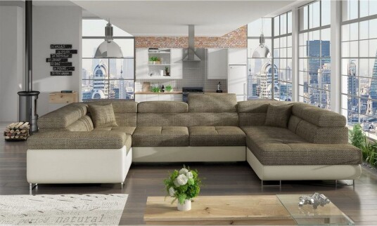 Seksjon Eltap Letto 340x202x90 cm Berlin 03 Soft 33 Beige Høyre