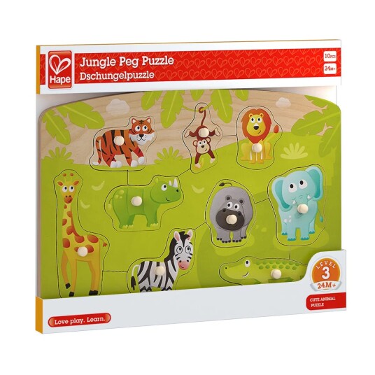 Hape jungeldyr knottepuslespill 9 brikker puslespill i tre Hape jungeldyr knottepuslespill 9 brikker puslespill i tre