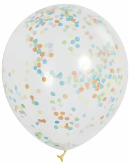6 stk 30 cm Gjennomsiktige Ballonger med Flerfarget Konfetti