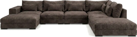 Dubai stor U sofa modul med divan venstre ekstra dyp i Chenille Mørkebrun Dubai stor U sofa modul med divan venstre ekstra dyp i Chenille Mørkebrun