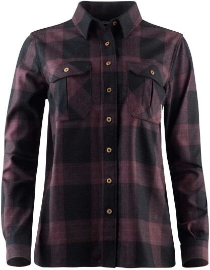 Aclima Women's ReBorn Woolshirt Check Dark Grey/Bordeaux Check Dark Grey / Bordeaux M