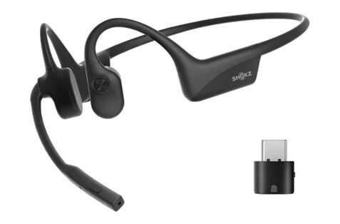 Aftershokz Opencomm2 Uc Usb-c Hodesett Usb-c Via Bluetooth-adapter Zoom Stereo Svart