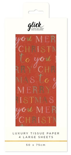 Silkepapir Exquisite Merry Christmas Red