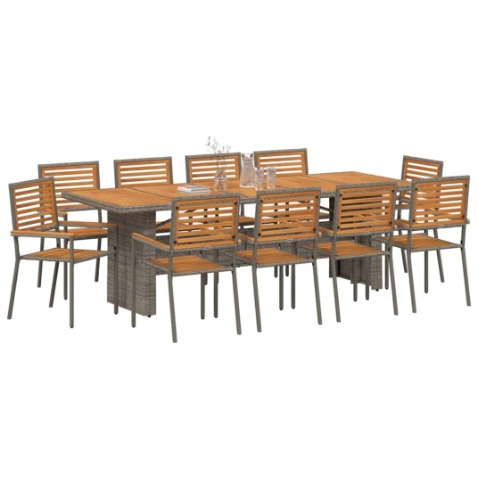 Hage Spisegruppe 11 pcs Grå og Brun polyrotting