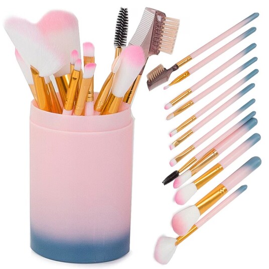 Generic 12-Pack Sminkborstar Set med Fodral
