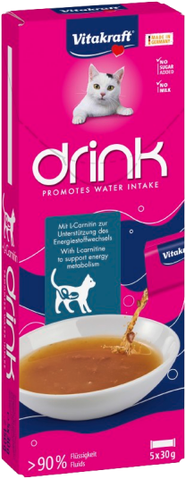 Vitakraft Drink Laksesmak + L Karnitin 5X30G Katt Kattegodteri & Kattegress Belønningsgodbiter Katt