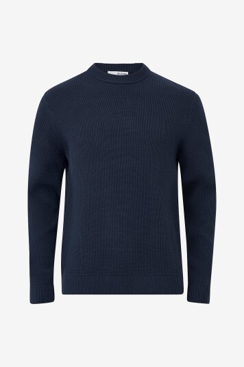 Selected Homme Genser Slhdane LS Knit Structure Crew Neck Blå
