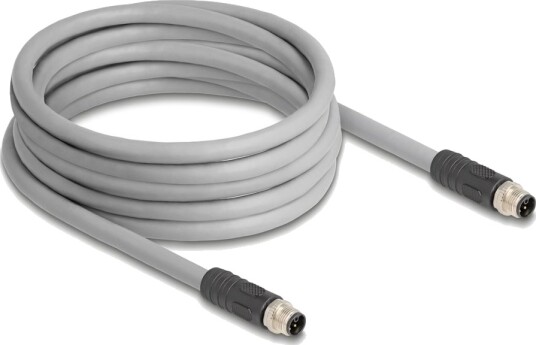 Delock - Sensorkabel - 5-Pins M12 (Hann) Til 5-Pins M12 (Hann) - 63 V - 16 A - 2 M - Silikonfri, L-Coded - Grå
