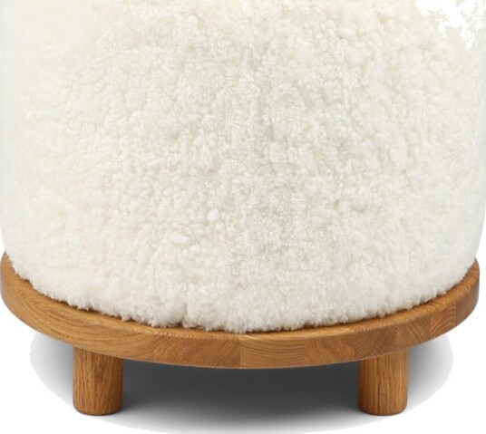 Simon pouf | Korthåret | D46xH42 cm   Hvit Eik