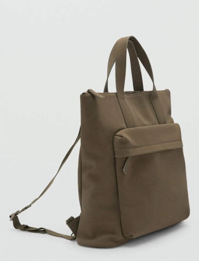 Mango Multi-Functional Backpack With Pockets - Khaki green - ONE SIZE