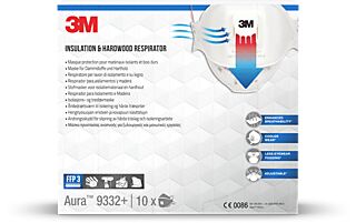3M Åndedrettsvern Aura™ Comfort Cool Flow™ 9332+ Ffp3 Nr D En 149:2001 10 Stk. 7100140880