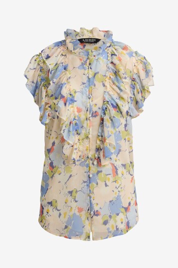 Lauren Ralph Lauren Bluse Poly Crinkle Ggt 58 wvn Blå