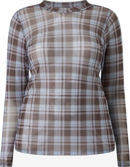 Zizzi Topp Eleah L/S Mesh Blouse Blå