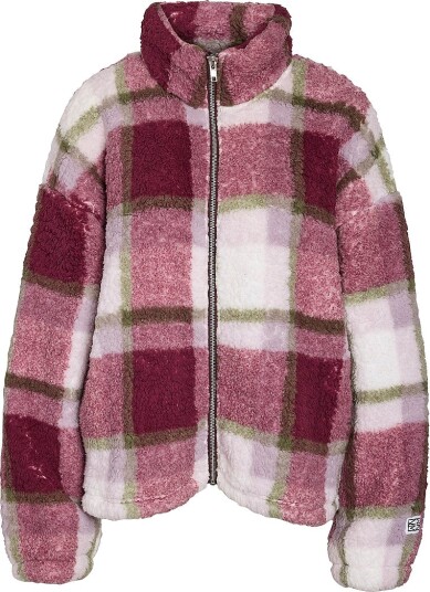 Noisy May Curve Jakke nmLuca Check Soft Fleece Jrs CU Rød