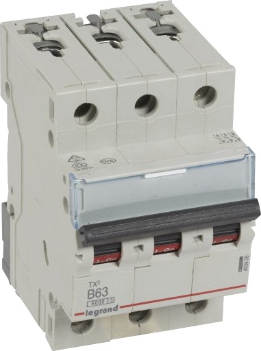 Legrand TX³ MCB automatsikring B63 3P 3M 6/6kA