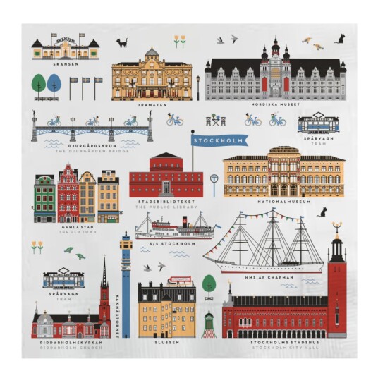 Citronelles Stockholm City serviett 33x33 cm 20 stk multi