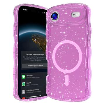 iPhone Air Wave Edge Laser Glitter MagSafe deksel gjennomsiktig rosa