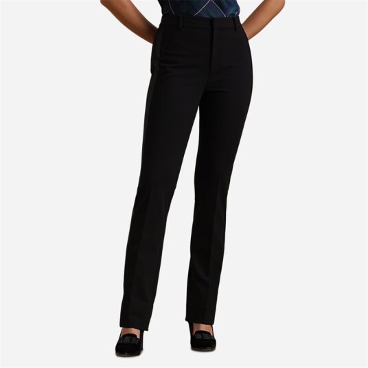 Ralph Lauren Satin-Trim Double-Faced Crepe Pant Black