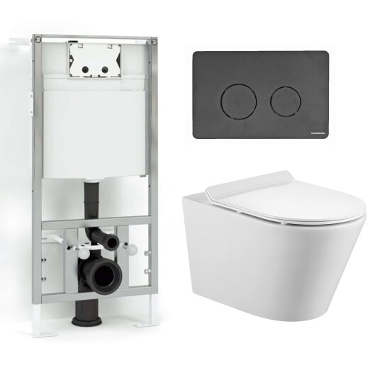 Bathco Sintra Antibakteriell Toalettpakke Veggskål, Soft-close Sete Og Sisterne Svart Matt Bathco Sintra Antibakteriell Toalettpakke Veggskål, Soft-close Sete Og Sisterne Svart Matt