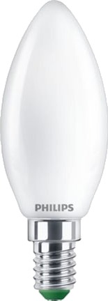Philips Ultra Efficient Led Filamentlyspære Form: B35 Mattslipt Finish E14 1.2 W Ekvivalent 25 W Klasse A Varmt Hvitt Lys 2700 K Philips Ultra Efficient Led Filamentlyspære Form: B35 Mattslipt Finish E14 1.2 W Ekvivalent 25 W Klasse A Varmt Hvitt Lys 2700 K
