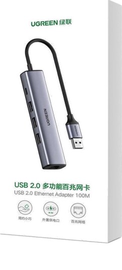 Ugreen 5-in-1 USB-A Hub med RJ45 og USB-C Sølv