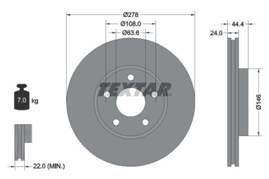Bremseskive TEXTAR 92124803 Bremseskive TEXTAR 92124803