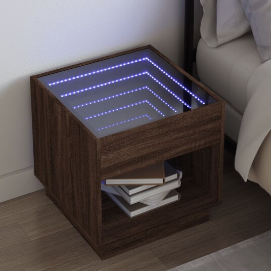  Salongbord med Infinity LED brun eik 50x50x50 cm 3284090