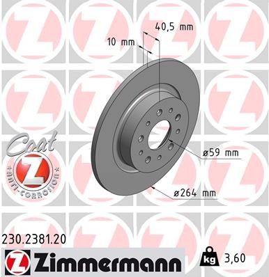 Bremseskive ZIMMERMANN 230.2381.20