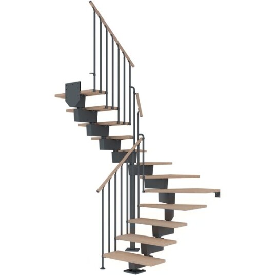 Dolle Dubai U trapp Antracit 7016 classic Iii hvitoljeret Eik 90 13   Loddret Høyde 238 294cm