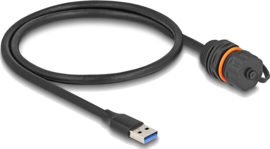 Delock   Usb Forlengelseskabel   Usb Type A Hann Til Usb Type A Hunn Vernehette   60 Cm   Built In Sealing Cap M20 Thread Dust And Waterproof Ip68   Svart