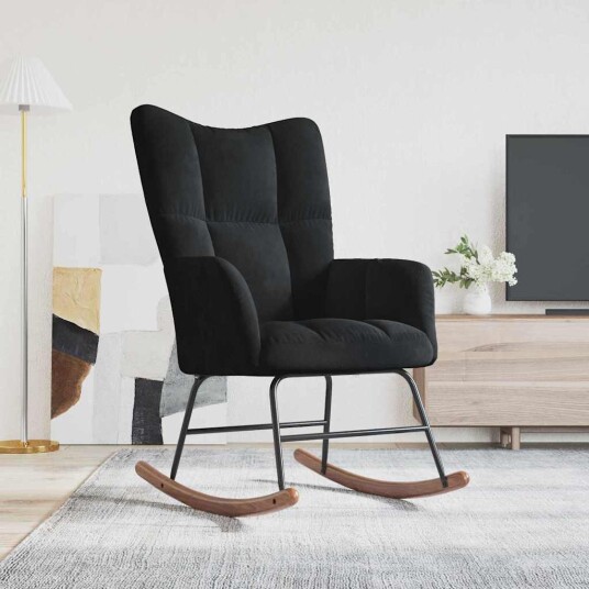 vidaXL Gyngestol Svart 78 x 61 x 98 cm Fløyel vidaXL Gyngestol Svart 78 x 61 x 98 cm Fløyel