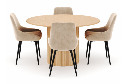 Scandinavian Choice Kopparbo Rund Spisegruppe 130 150 cm 4 Alsarp Spisestoler Naturell