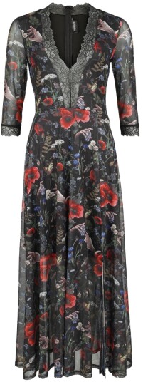 Jawbreaker Rockabilly Lang kjole Night Meadow maxi kjole XS til XXL Damer flerfarget