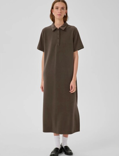 My Essential Wardrobe Mwhelle Polo Long Dress   Brown   XS