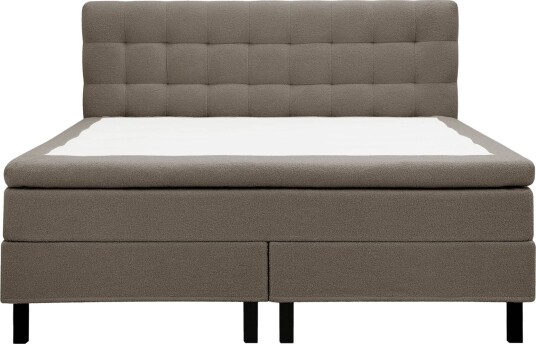 Hilton Komplett Sengpakke 180x200 cm Kontinentalseng med rutet sengegavl i teddy Brun