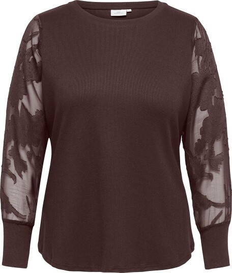 Only Carmakoma   Bluse Caramilla L/S O Neck Mix Blouse Jrs   Brun