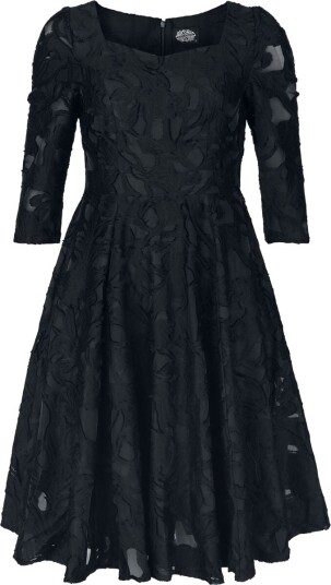 H&R London   Rockabilly Middellang kjole   Soft Bloom Dress   XS til XXL   Damer   svart