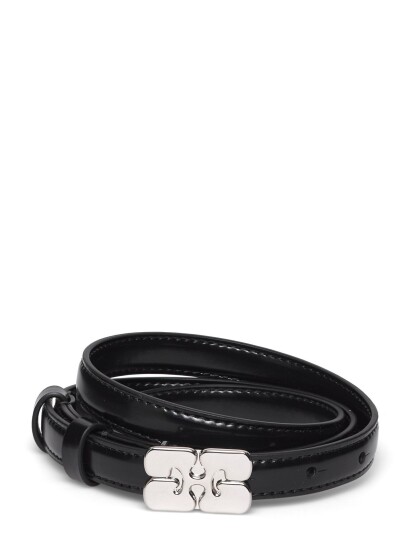 Ganni Black Kat Belt Small   Black   M/L