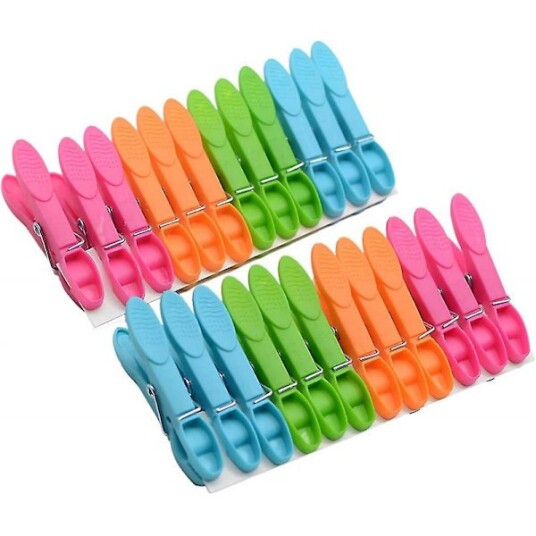 Pakke med 24 fargerike plastklesklyper 2,9'' Klesklyper med fjærer for kjøkken utendørs tur 2,9''