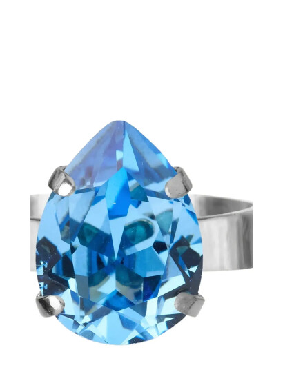 Caroline Svedbom Mini Drop Ring Rhodium   Blue   ONE SIZE