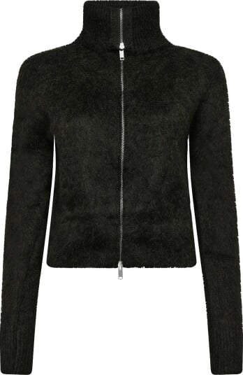 Weekday Mohair Blend Zip Cardigan DARK GREEN S