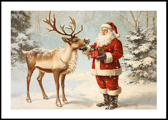 Pictufy Santa and Reindeer Plakat Plakat / 40x50cm